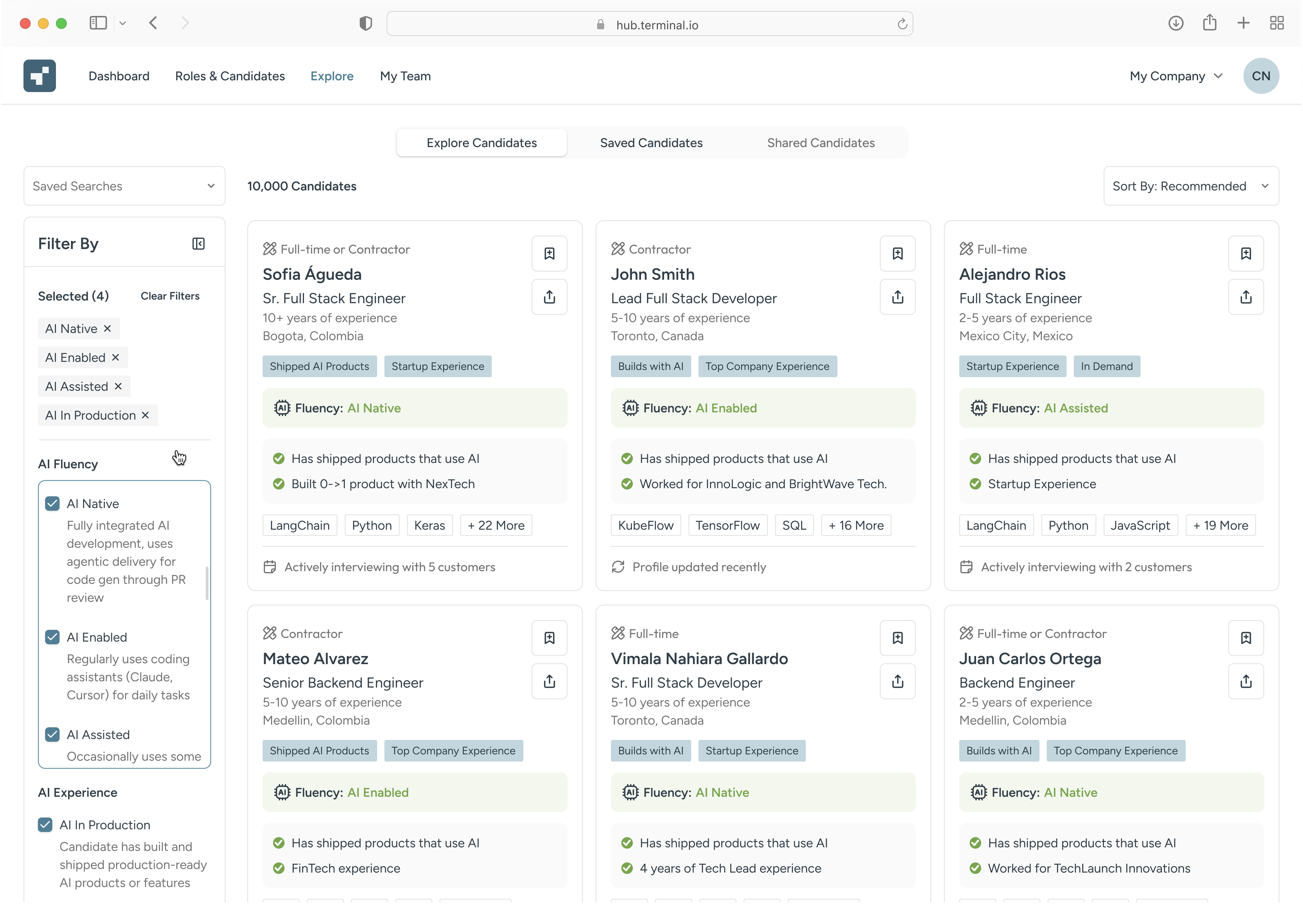Explore page with AI Fluency Standard.